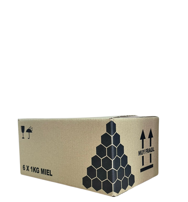 Caja de cartón 6 tarros Miel 1kg