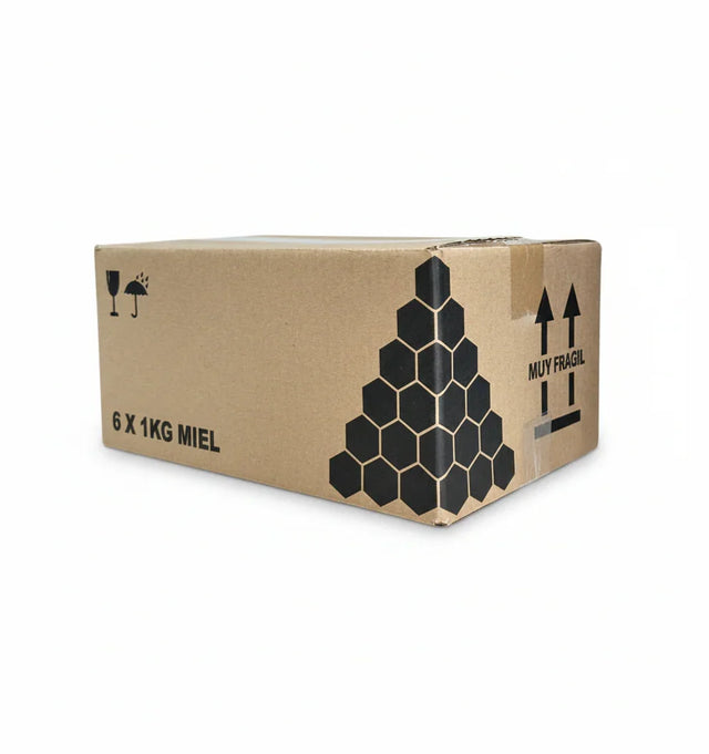 Caja de cartón 6 tarros Miel 1kg