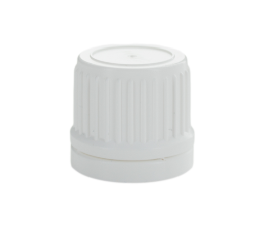 Tapón GL-18 blanco con junta de espuma y precinto de seguridad