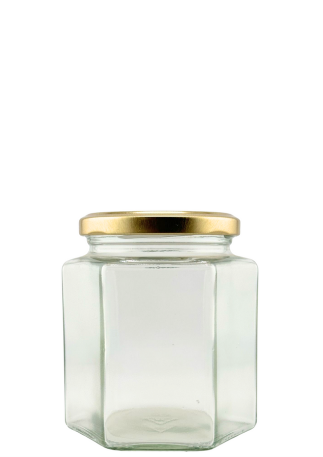 🫙⬣ Tarro de Cristal Hexagonal 390 ml Twist-Off 70