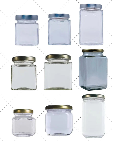 Tarros de cristal cuadrados