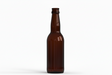 Amber glass long neck bottle 33cl for beverages, isolated on white background