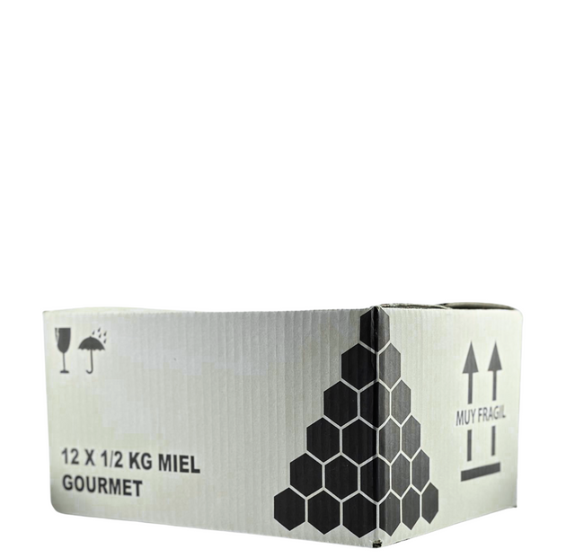 Caja de cartón 12 tarro Apiari 1/2kg.