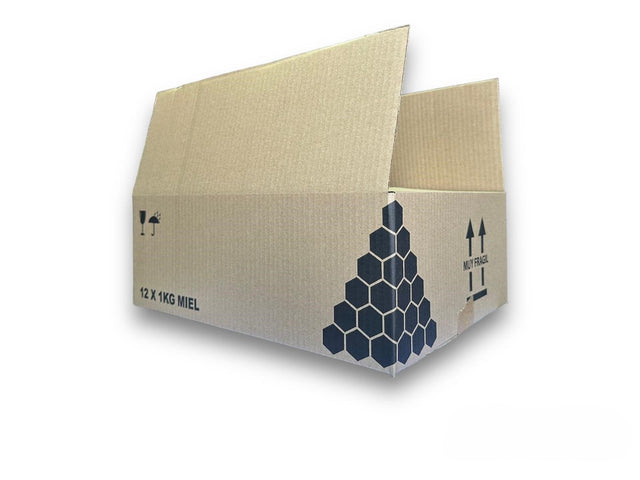 Caja de cartón tarro Miel 1kg. 395 x 295 x 138 mm