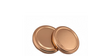 Copper twist-off jar lids, round metal caps for glass containers, on white background