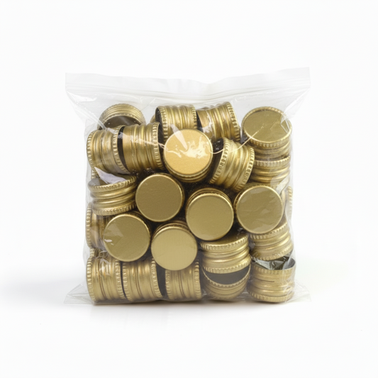 🟡Tapón Pilfer 24 X 15 Dorado Prefilatado